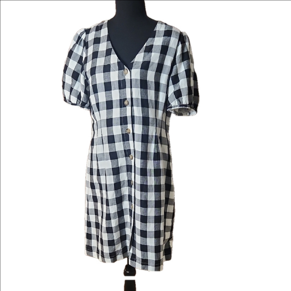 LOFT Black and White Checkered Dress,  Size 8
